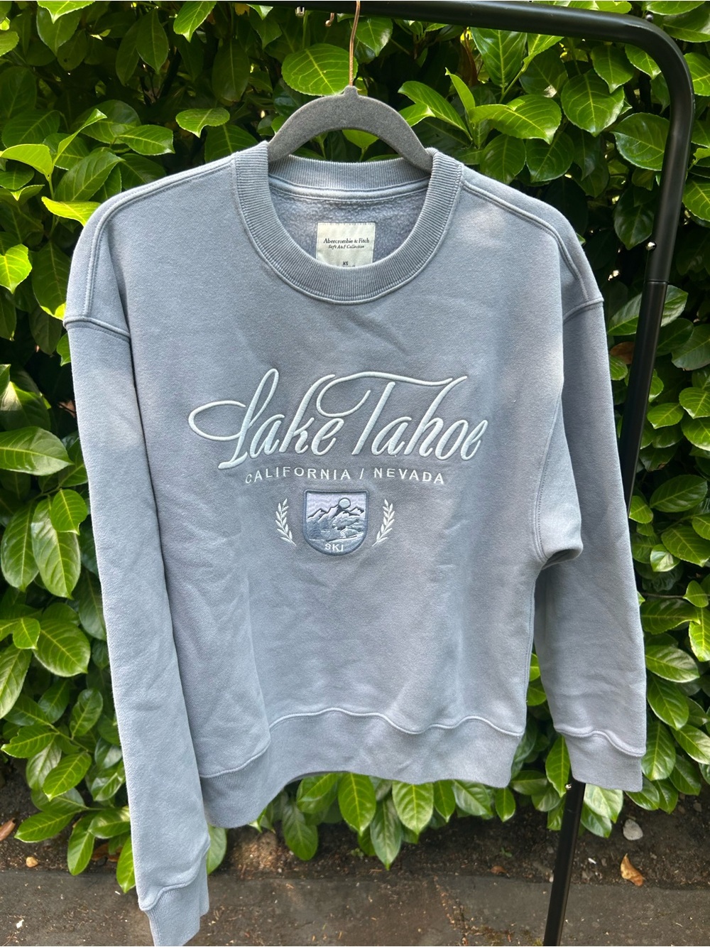 Abercrombie & Fitch Lake Tahoe Embroidered Crewneck - Light Blue